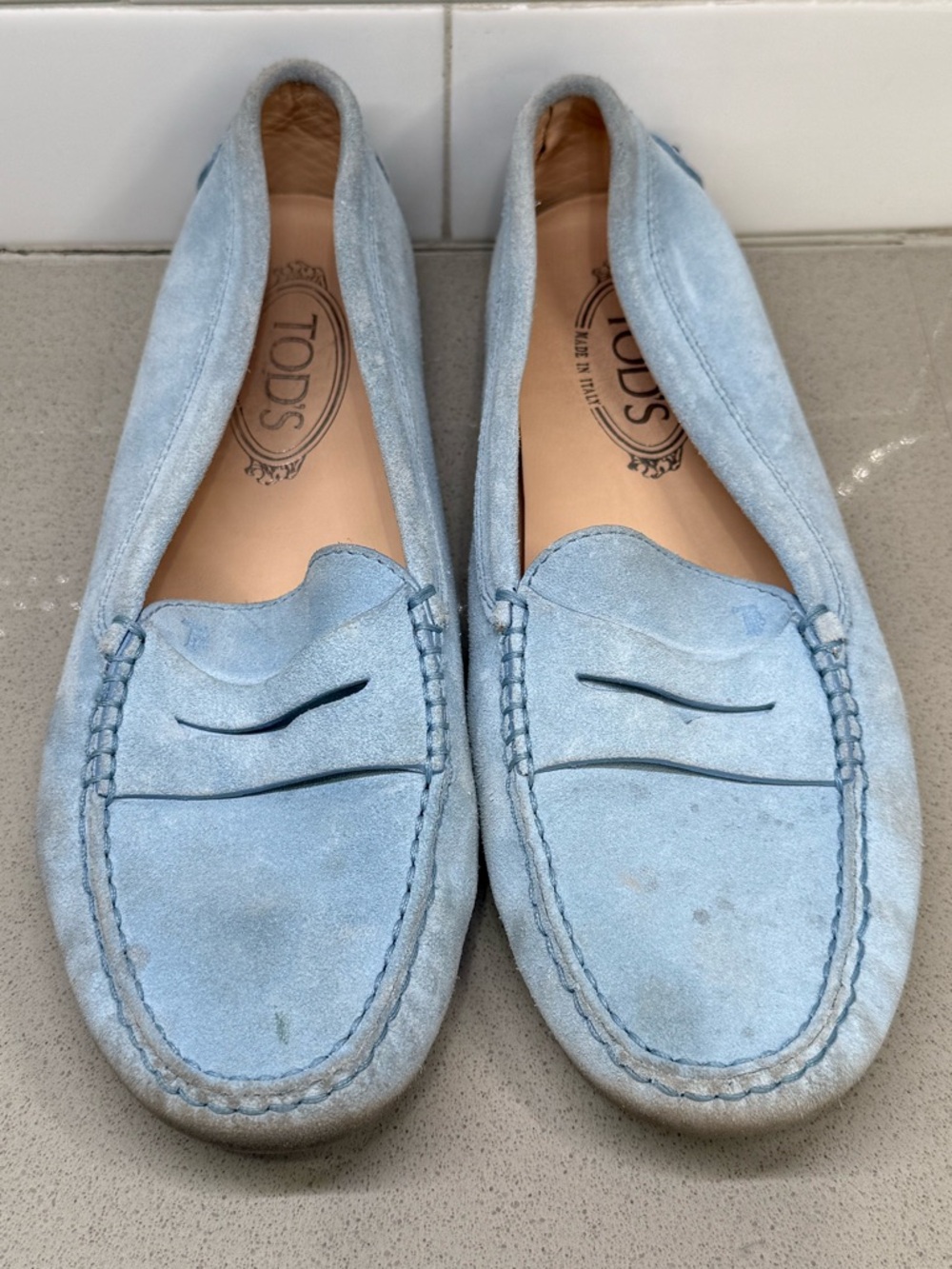 Tod's Gommino suede loafers in light blue